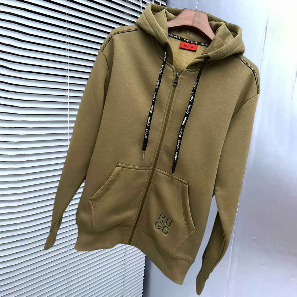 Hugo Brown Embroidered Regular Fit Hoodie-3