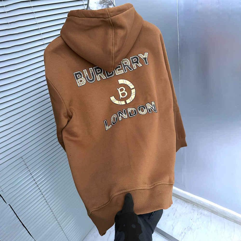 Burberry Brown Embroidery Logo Hoodie-3