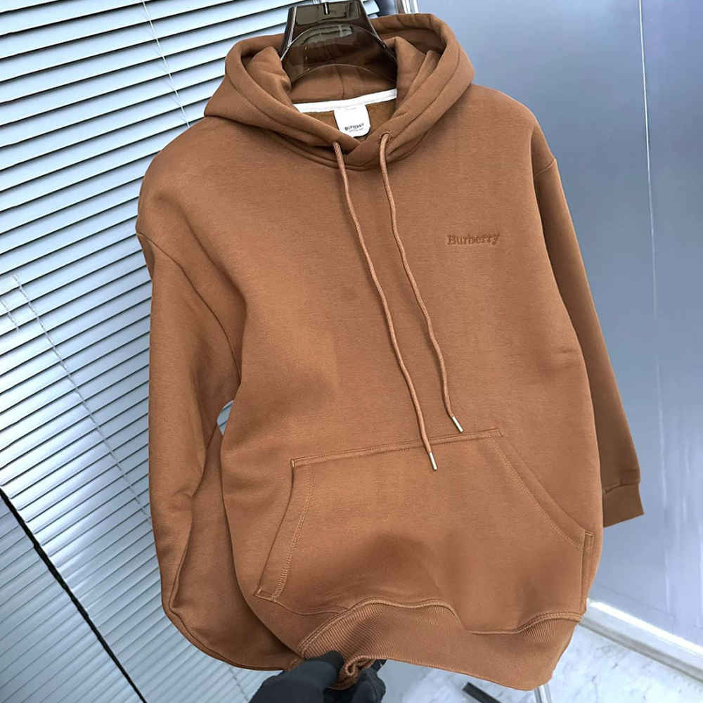 Burberry Brown Embroidery Logo Hoodie-2