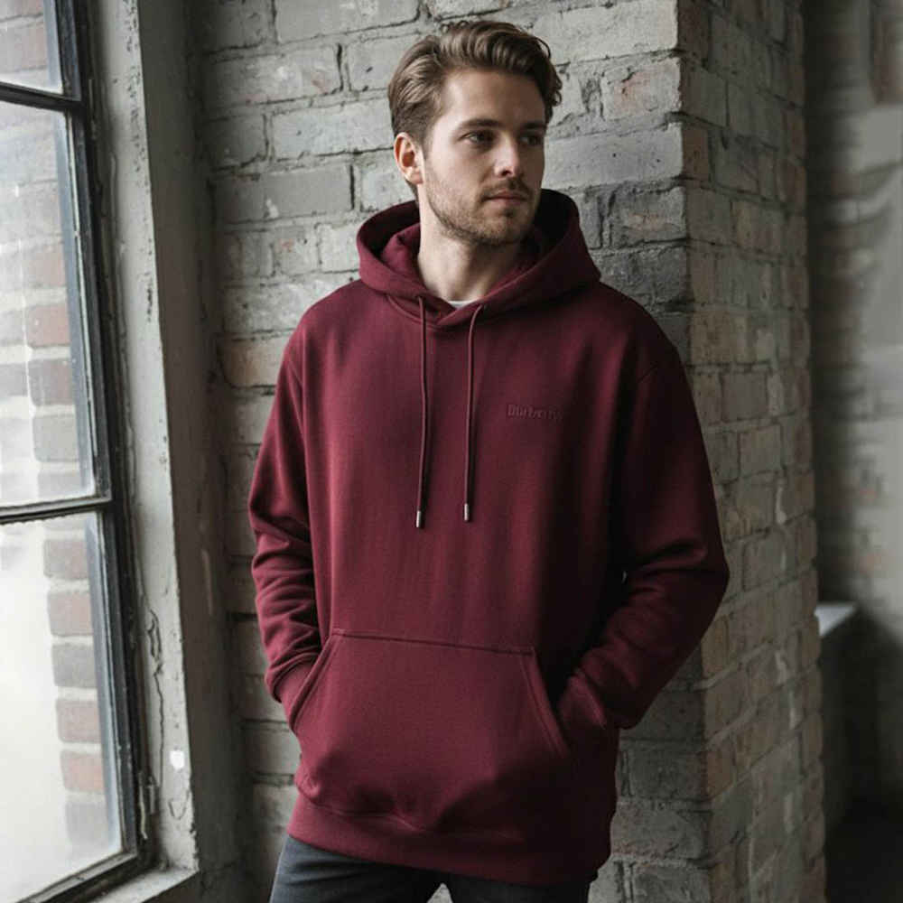 Burberry Red Embroidery Logo Hoodie-thumb-0