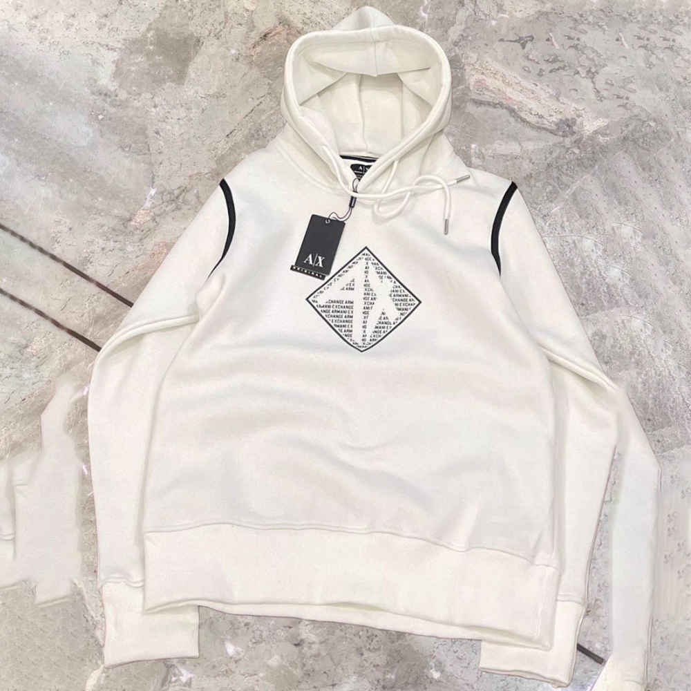 Armani Exchange White Premium Quality Hoodie-thumb-1