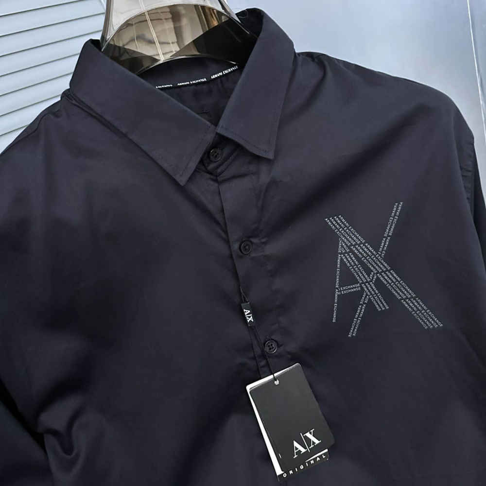 Armani Exchange Navy Blue Cotton Shirt-1