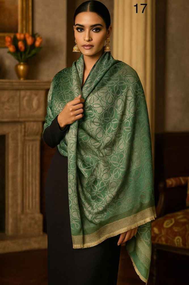 Loewe Anagram Green Woollen Stole-1