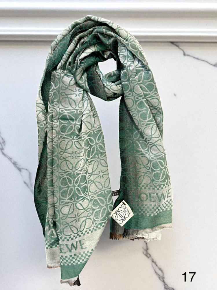 Loewe Anagram Green Woollen Stole-thumb-0