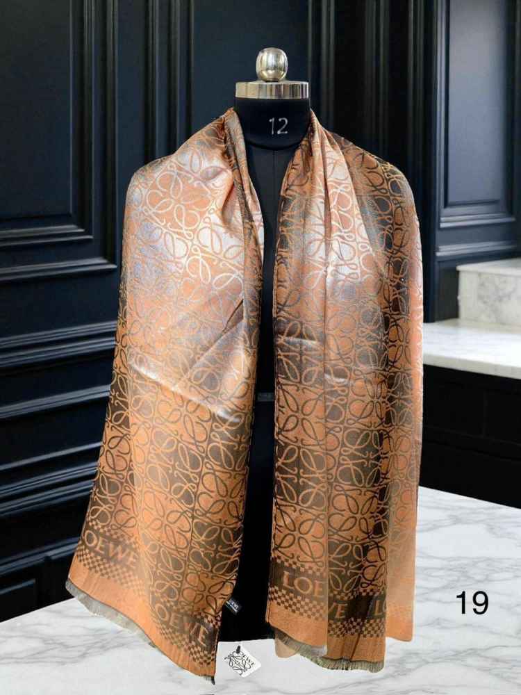 Loewe Anagram Brown Woollen Stole-thumb-0