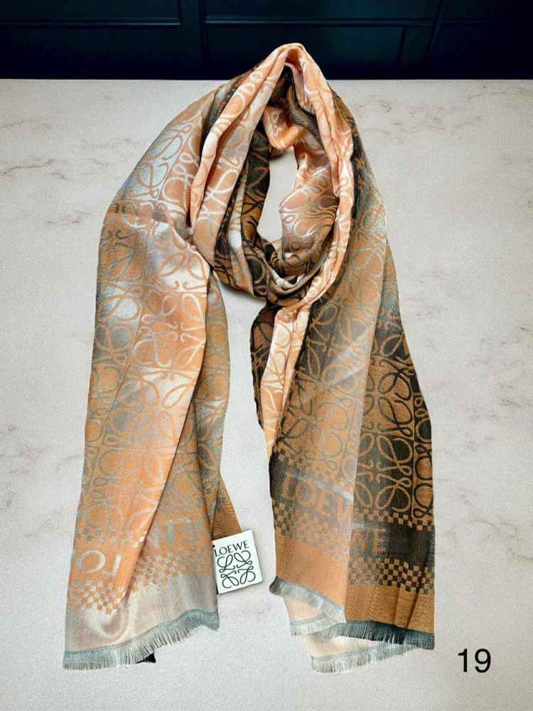 Loewe Anagram Brown Woollen Stole-thumb-2