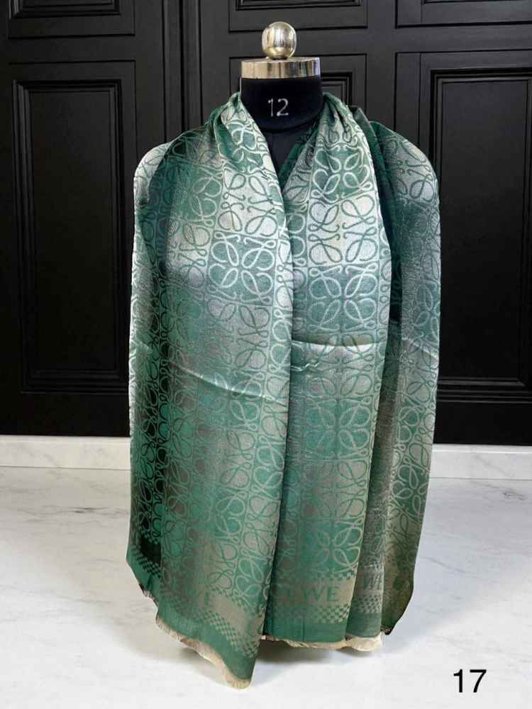 Loewe Anagram Green Woollen Stole-thumb-1