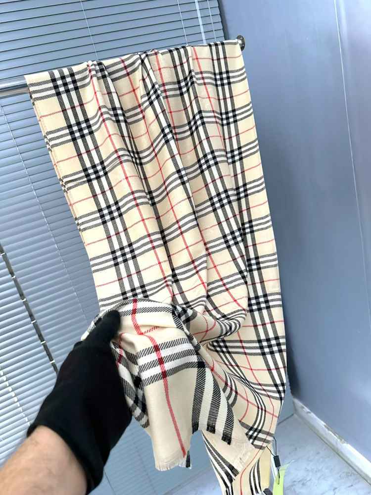 Burberry Check Cashmere Cream Stole-thumb-0