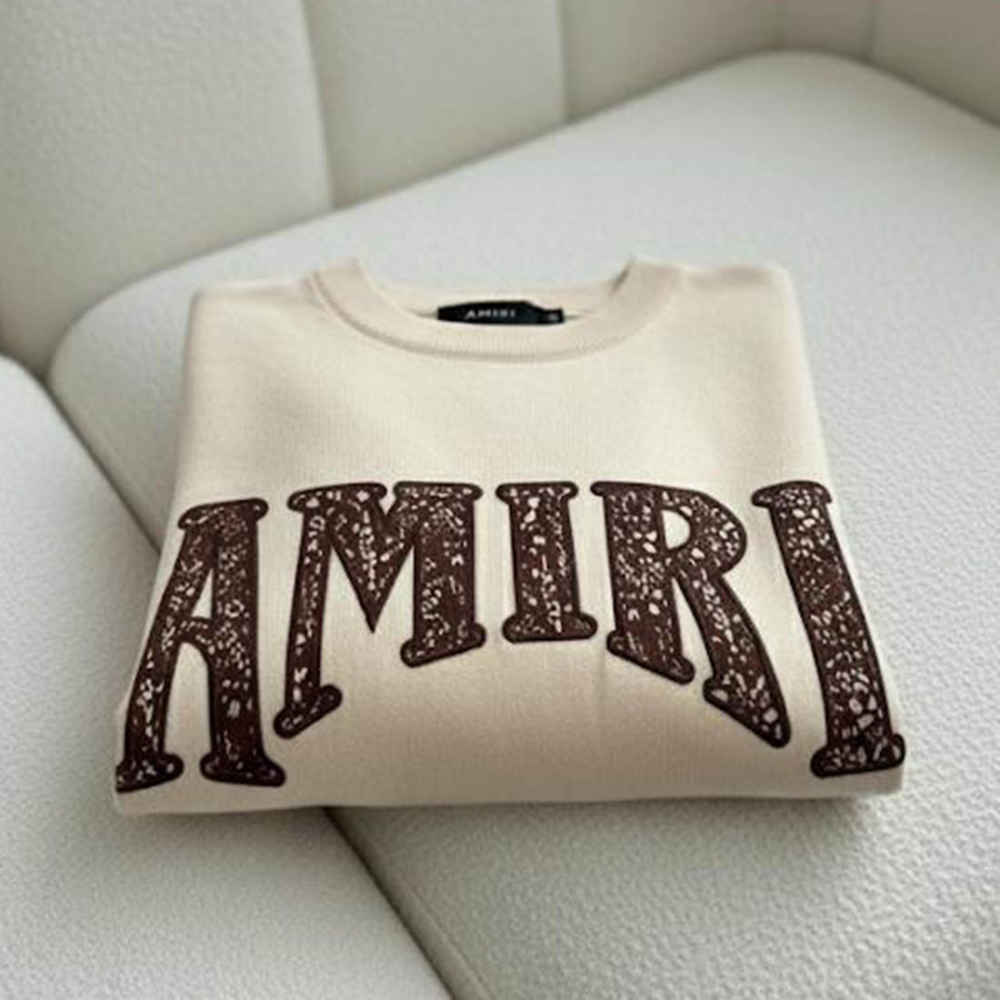 Amiri High End Authentic Cream Crewneck Pullover-thumb-1