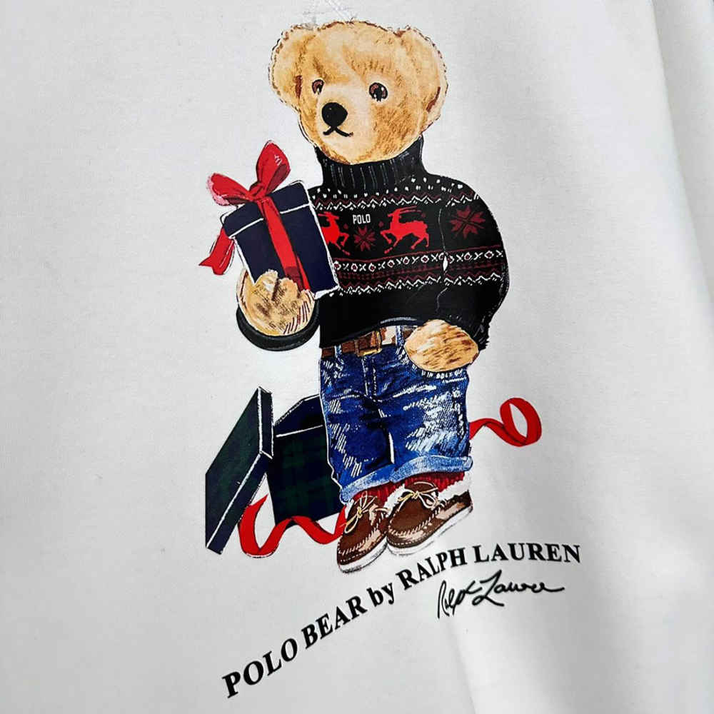 Ralph Lauren White Teddy Print Premium Quality Sweatshirt-2