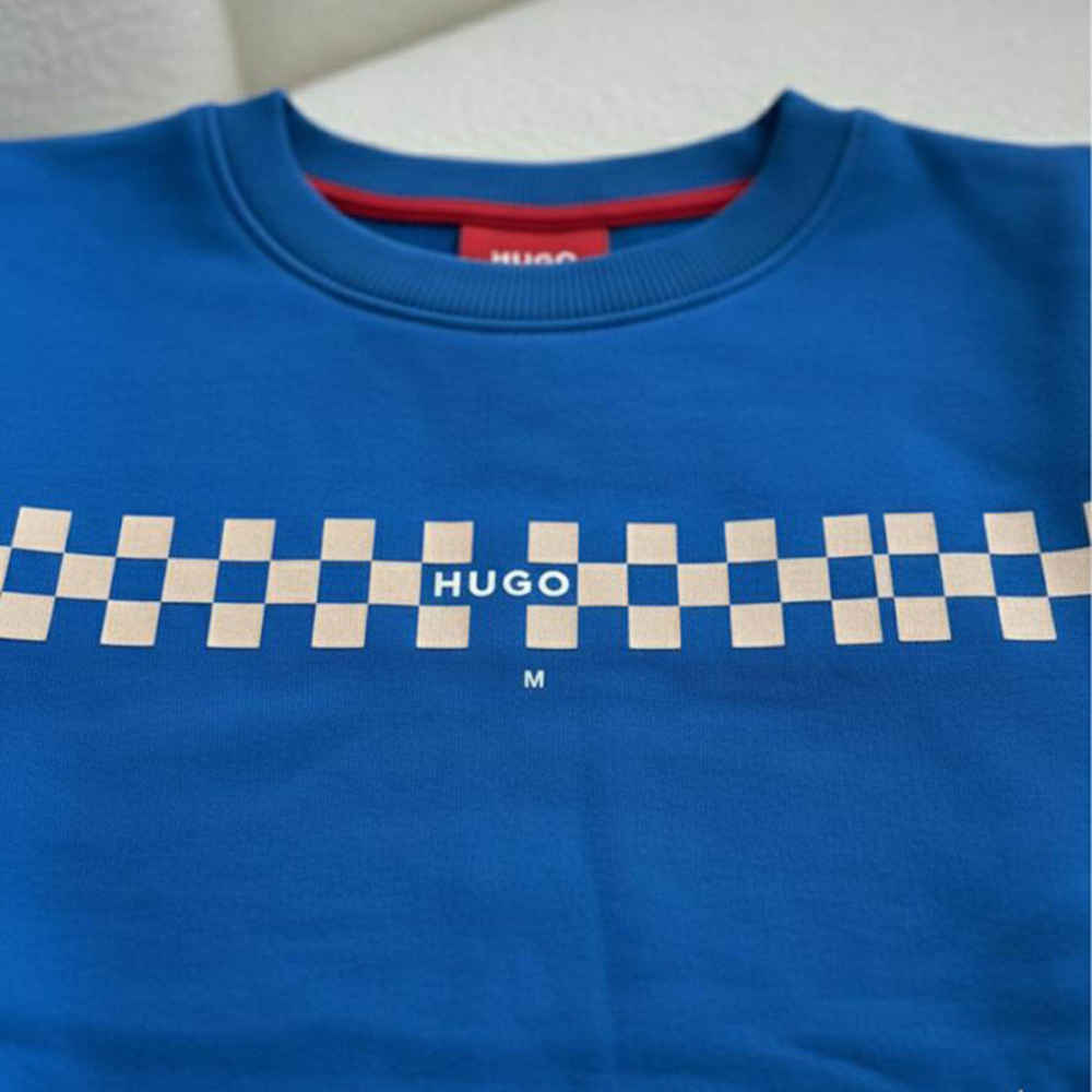 Boss Embroidery Blue cotton Sweatshirt-2