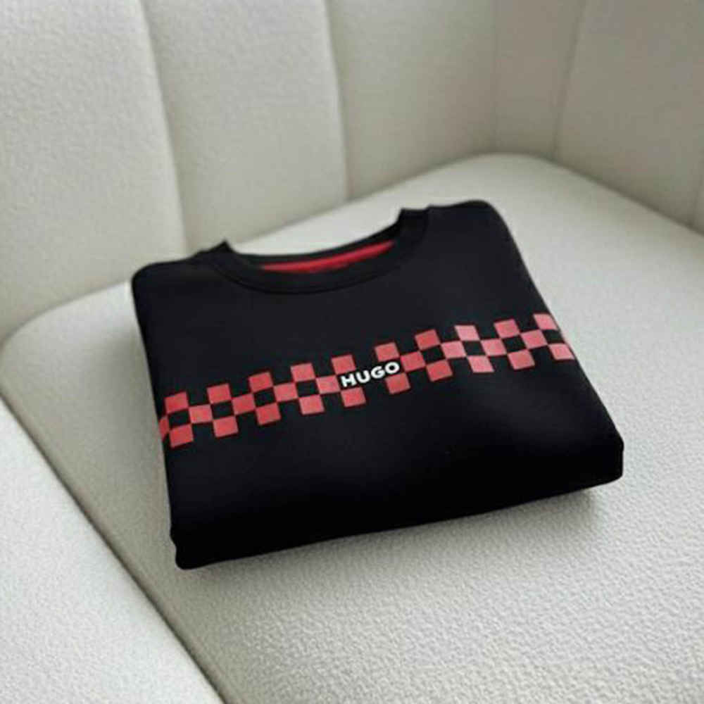 Boss Embroidery Black cotton Sweatshirt-4