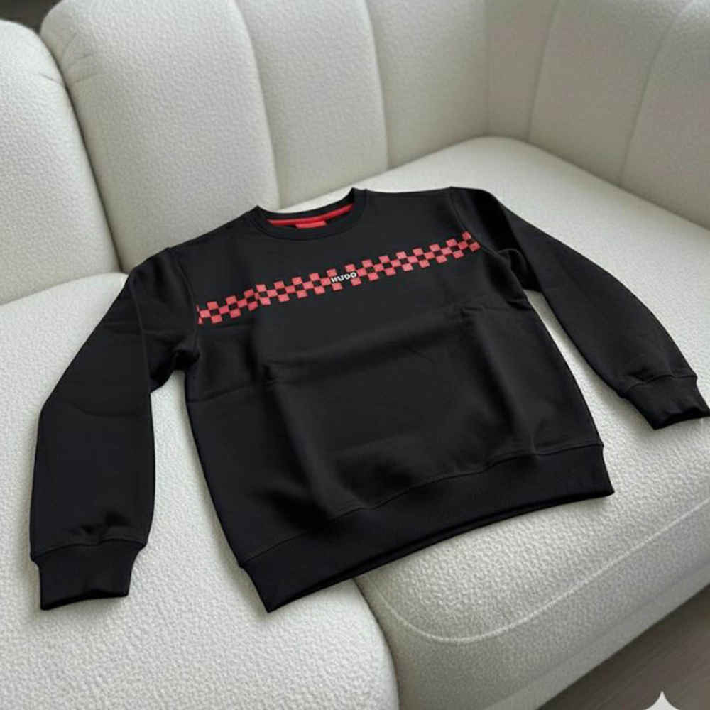 Boss Embroidery Black cotton Sweatshirt-3