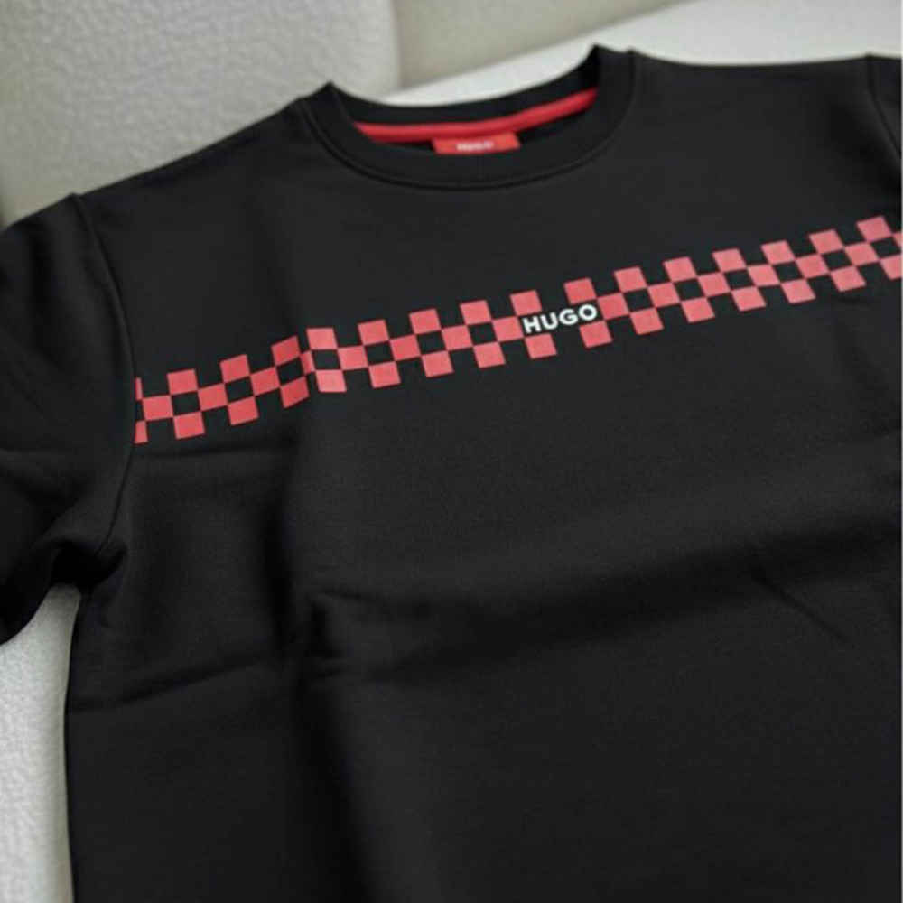 Boss Embroidery Black cotton Sweatshirt-2