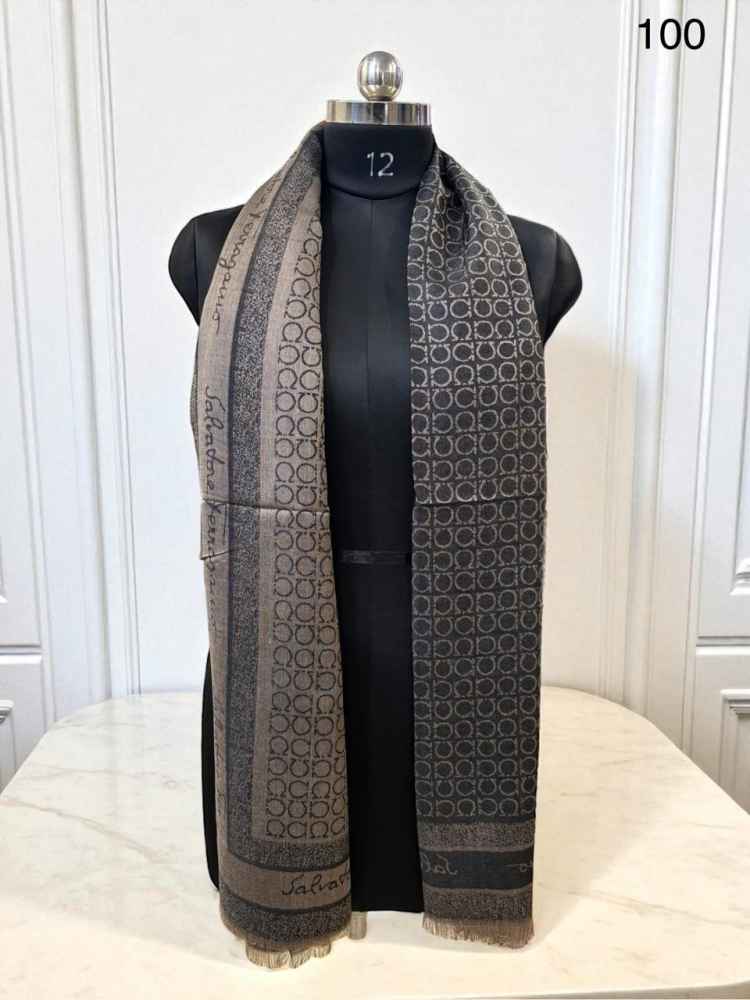 Salvatore Ferragamo Black Premium Quality Woollen Stole-thumb-0