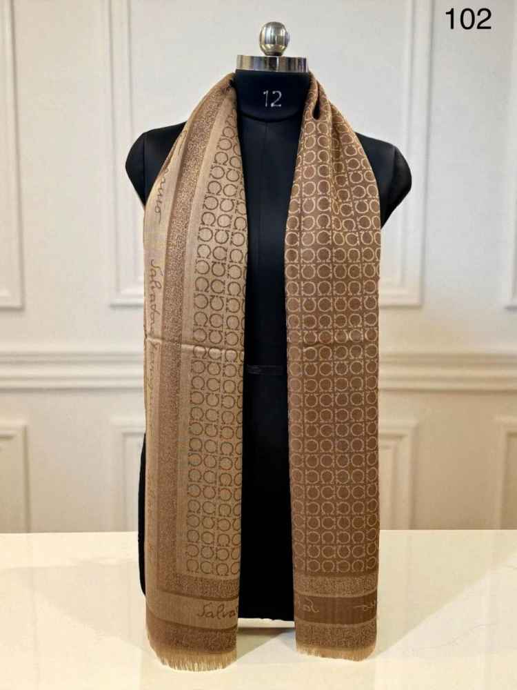 Salvatore Ferragamo Brown Premium Quality Woollen Stole-thumb-0