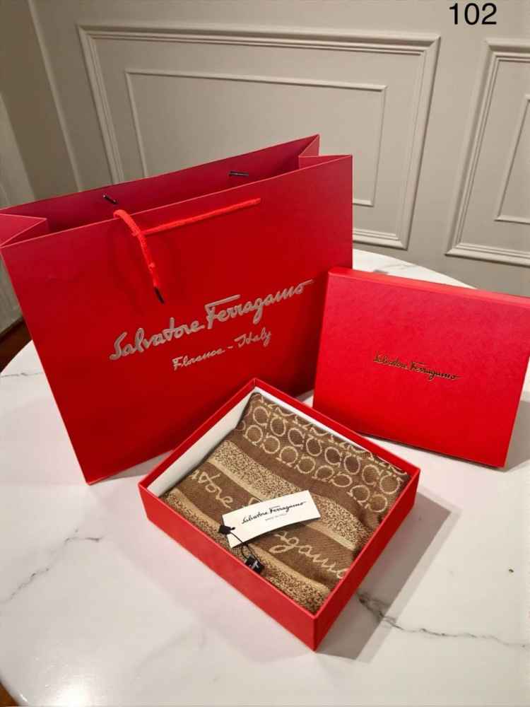 Salvatore Ferragamo Brown Premium Quality Woollen Stole-thumb-1