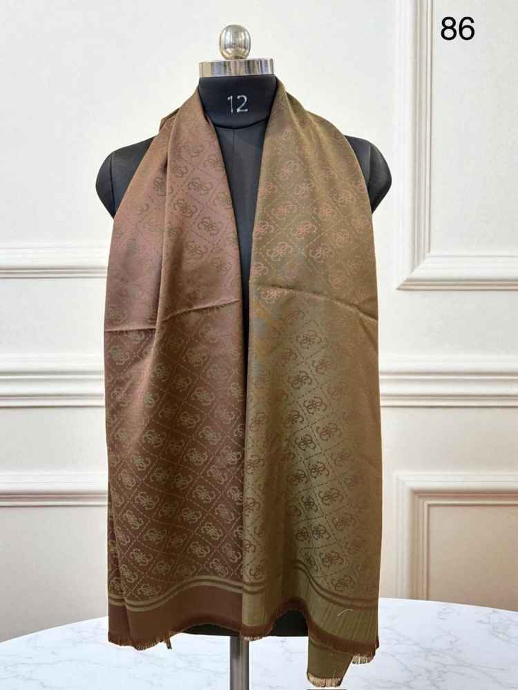 Guess Semi Dark Brown Reversible Wool Blend Stole-thumb-1