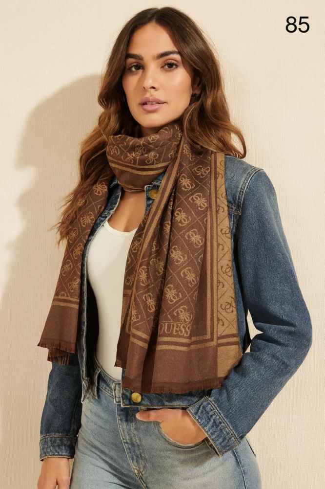 Guess Semi Brown Reversible Wool Blend Stole-thumb-0