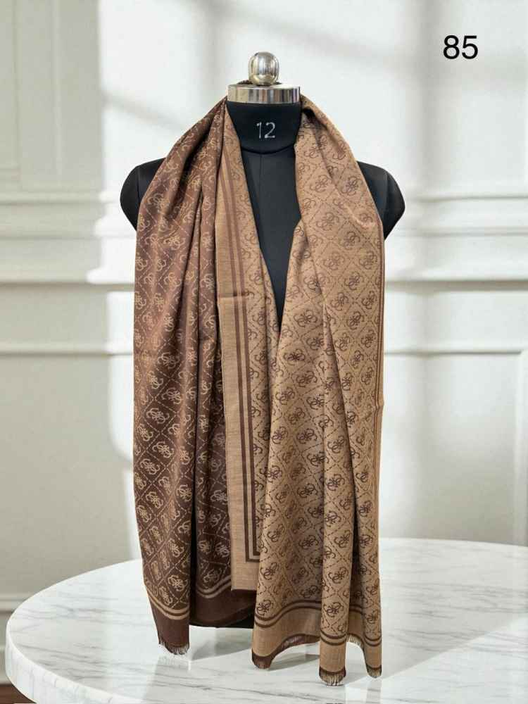 Guess Semi Brown Reversible Wool Blend Stole-thumb-2