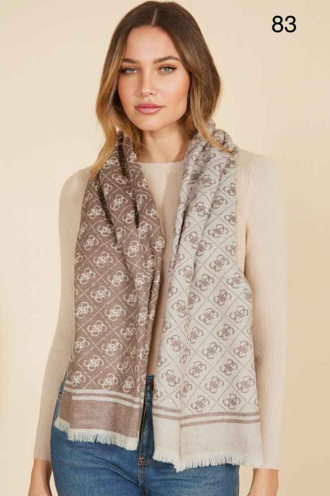Guess Semi Light Brown Reversible Wool Blend Stole-thumb-0