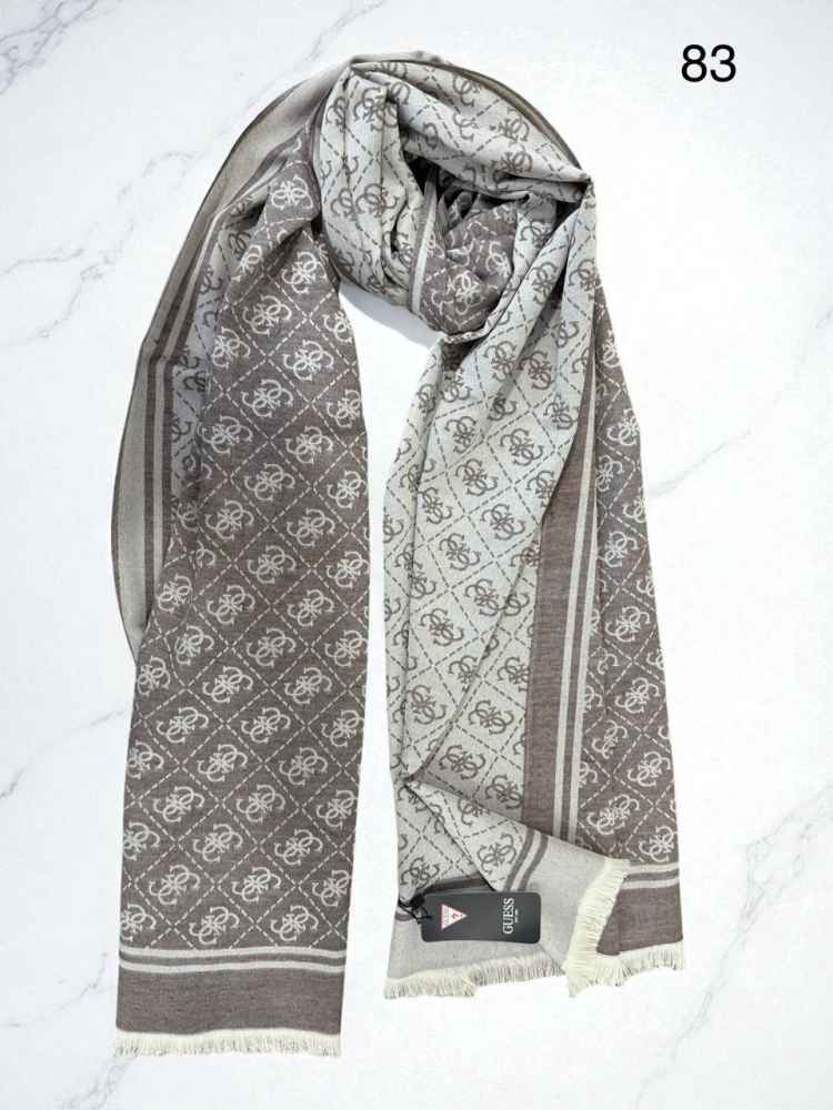 Guess Semi Light Brown Reversible Wool Blend Stole-thumb-2