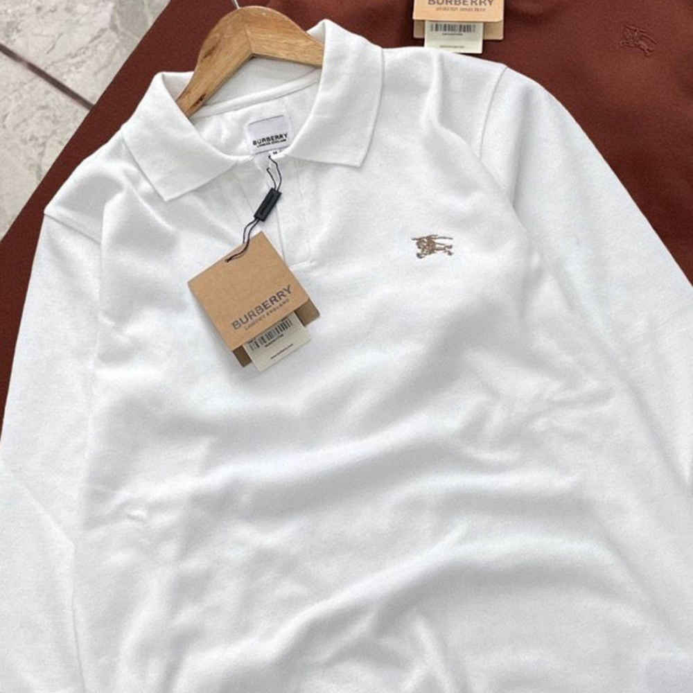 Burberry White Premium Full Sleeves Polo T-shirt-thumb-1