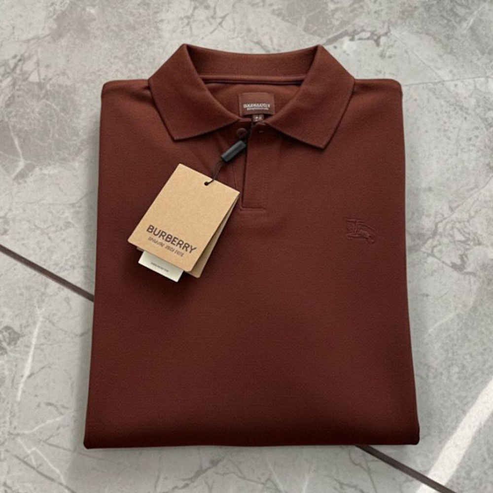 Burberry Dark Brown Premium Full Sleeves Polo T-shirt-thumb-2