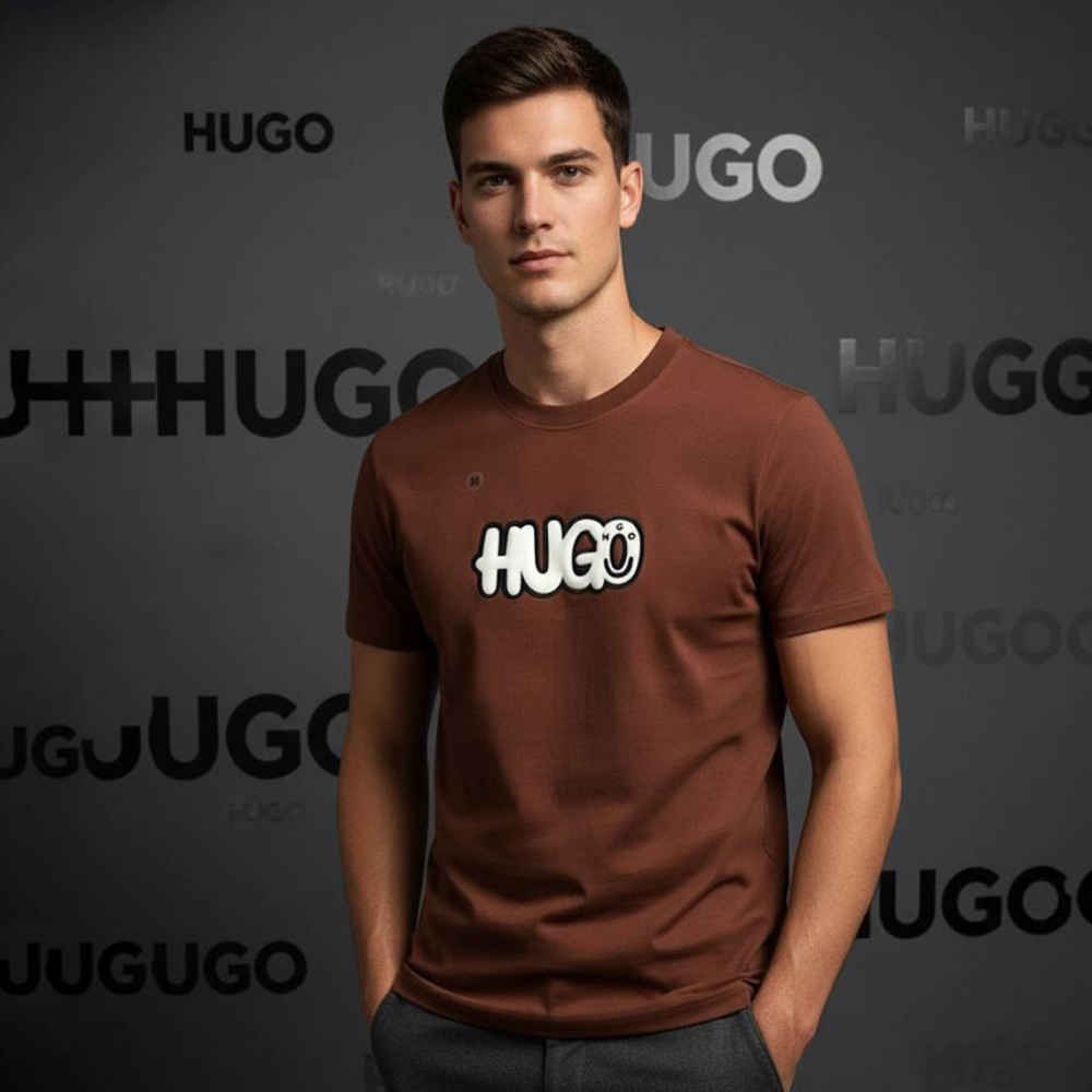 Hugo Boss Brown Premium Quality Tees-thumb-0