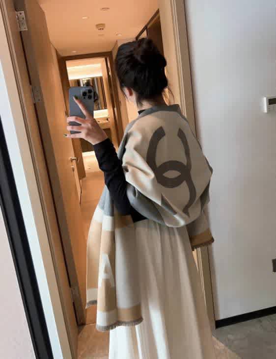 Chanel Reversible Brown Woolen Stole-1