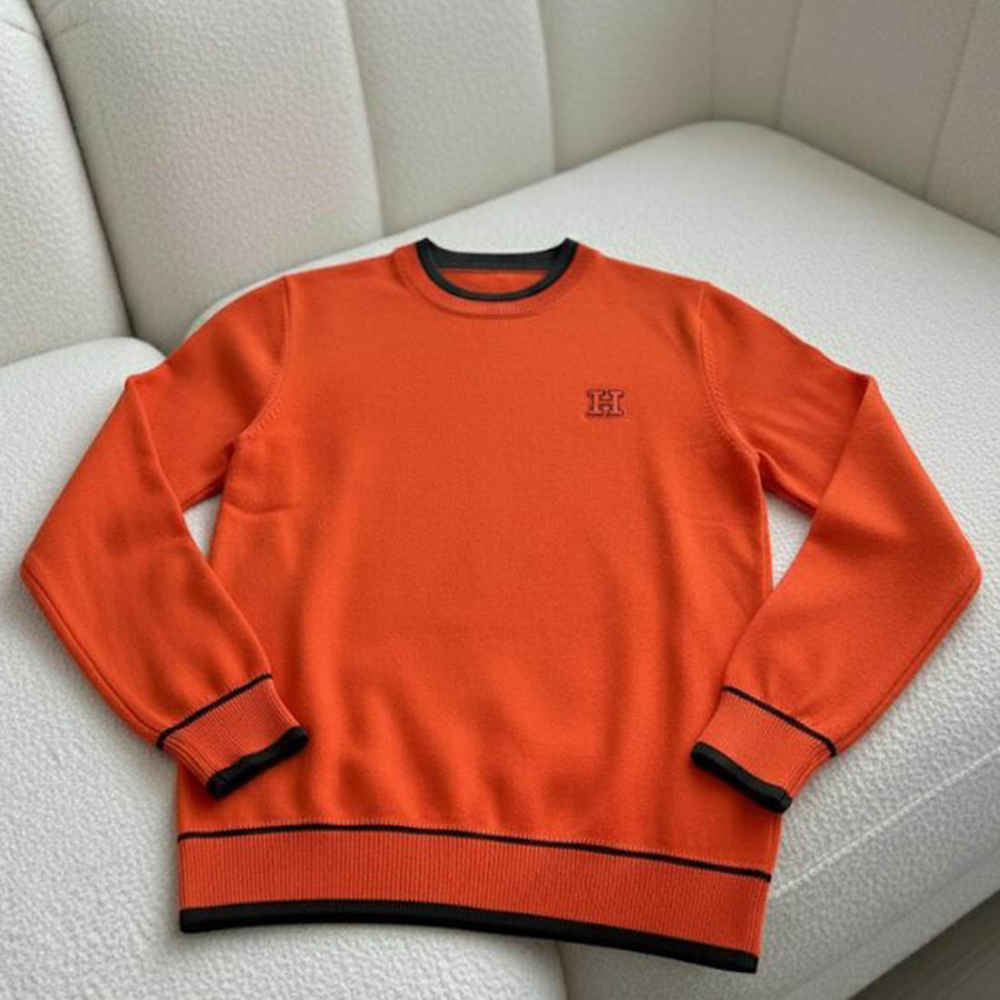 Hermes Orange High-End Authentic Quality Pullover-2