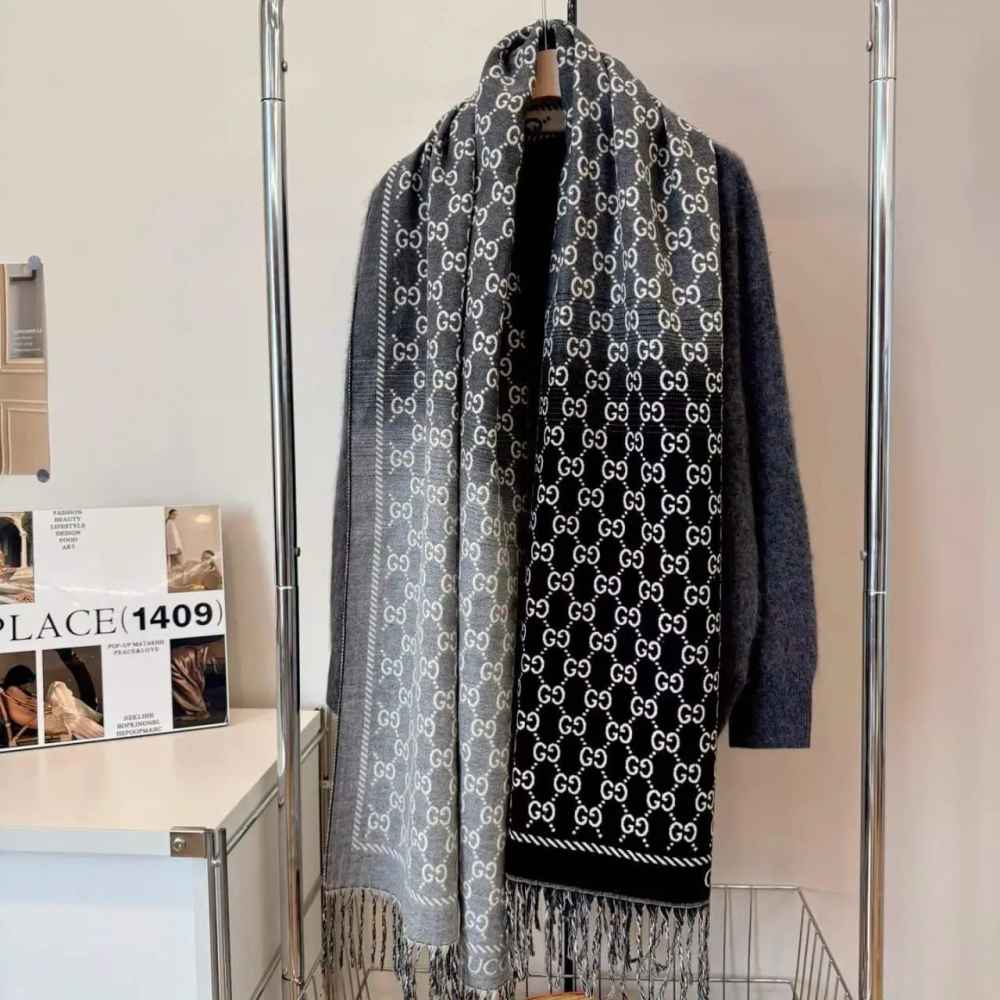 Gucci GG Monogram Warm Black Woolen Stole-thumb-0