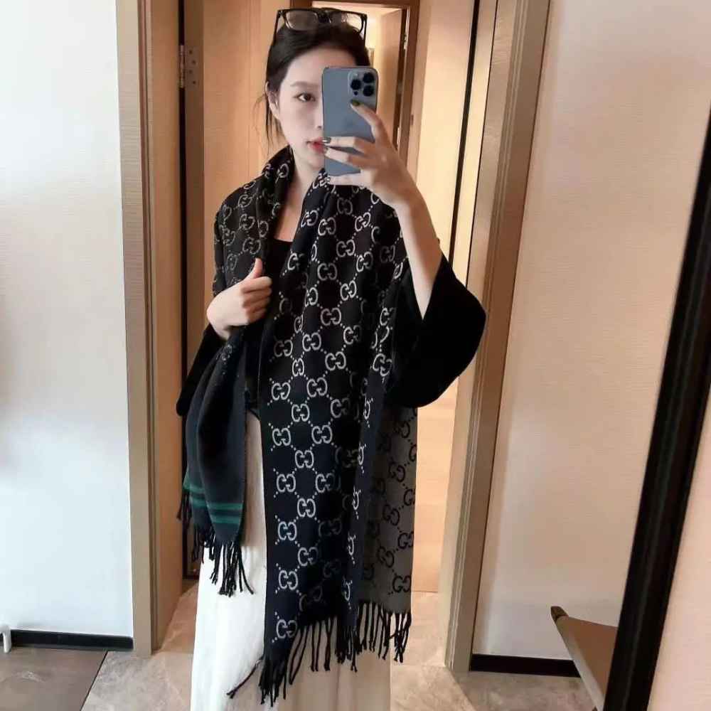 Gucci GG Monogram Warm Black Woolen Stole-thumb-0
