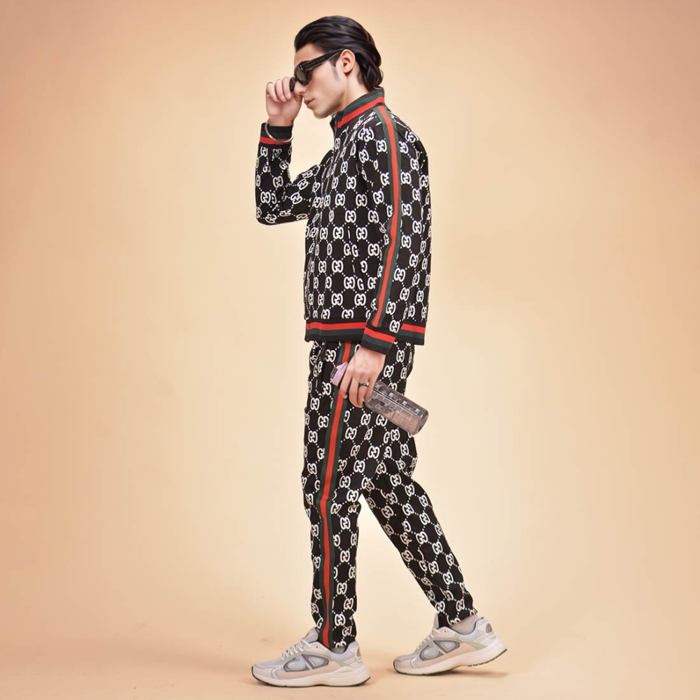 Gucci GG Jacquard Black Premium Cotton Tracksuit-1