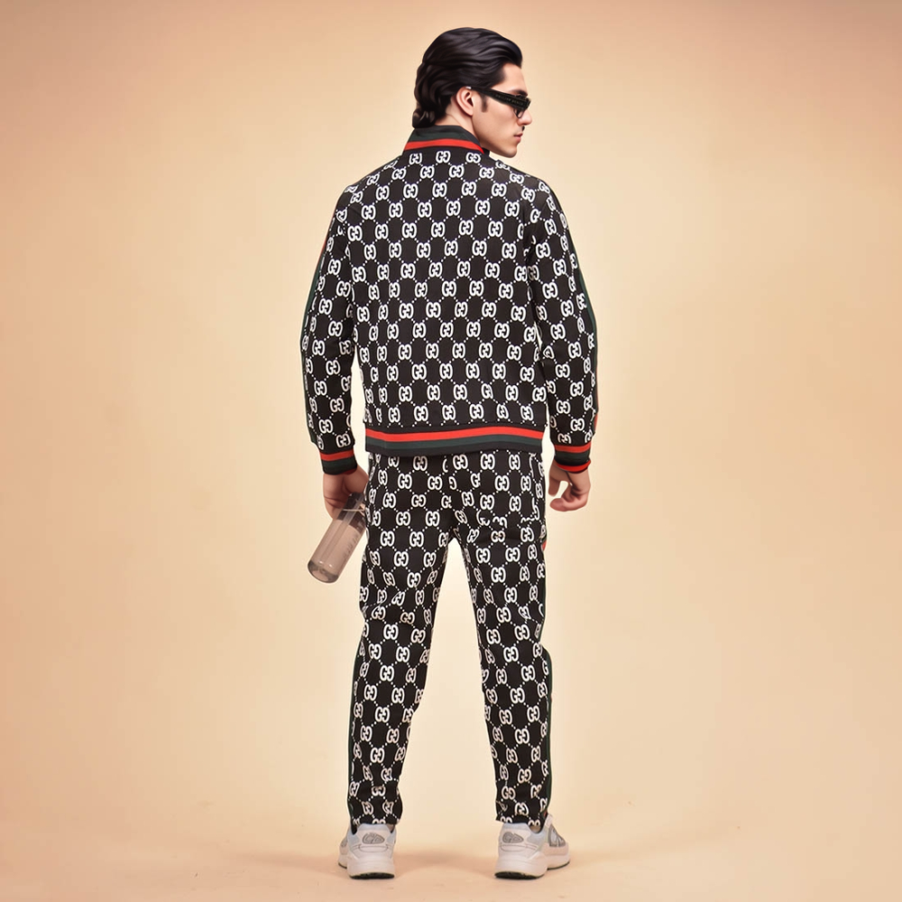 Gucci GG Jacquard Black Premium Cotton Tracksuit-2