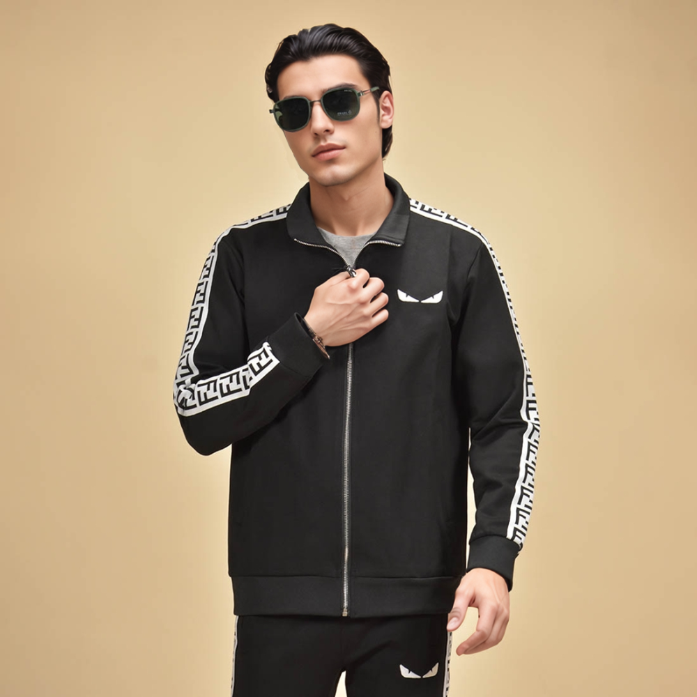Fendi Embroidered logo Black Premium Luxury Tracksuit-thumb-3