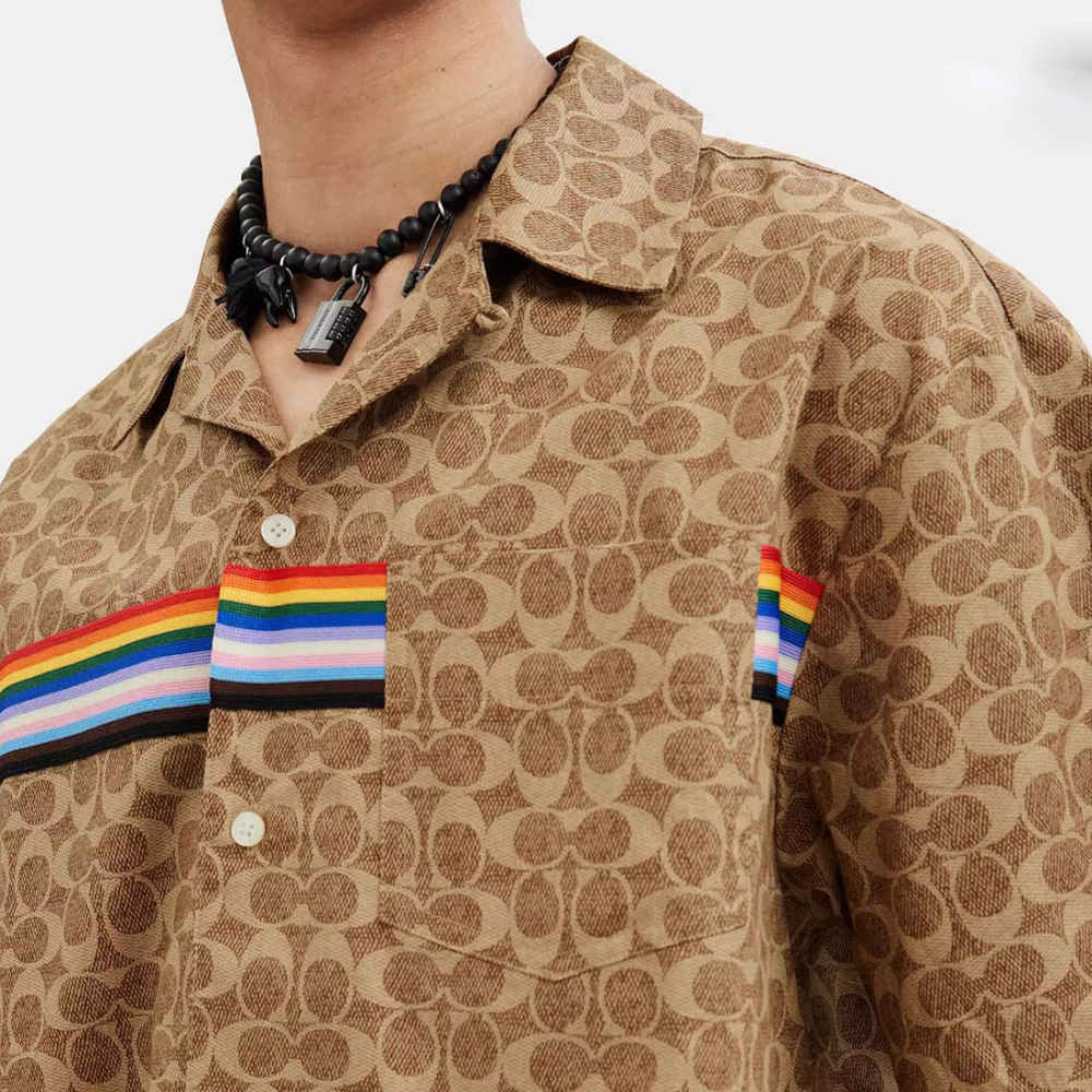 Coach Embroidered Brown Premium Cotton Shirt-1