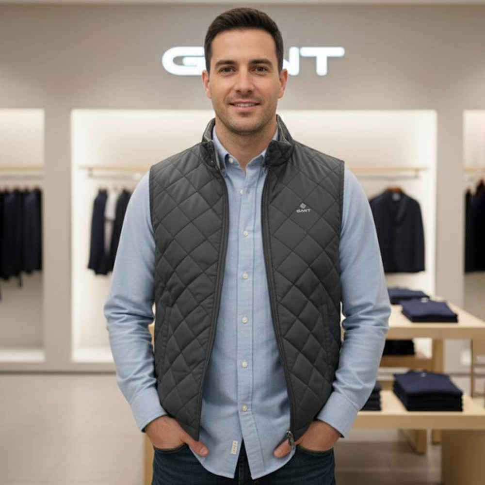 Gant Embroidered logo Black Premium Quality Half Jacket-thumb-1