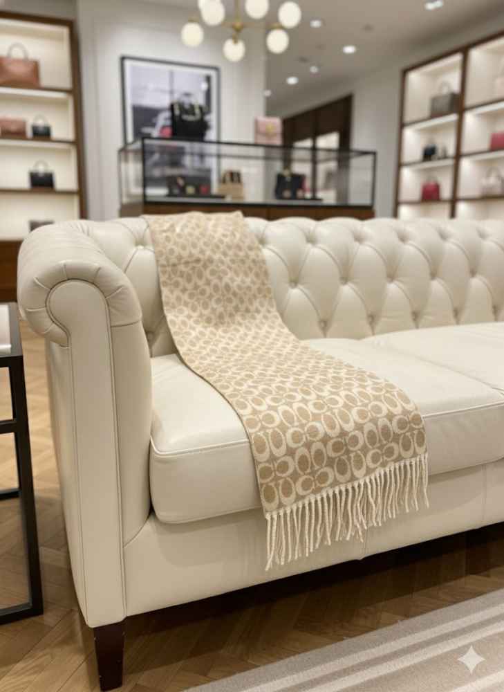 Coach Signature Beige C Border Stole-thumb-1