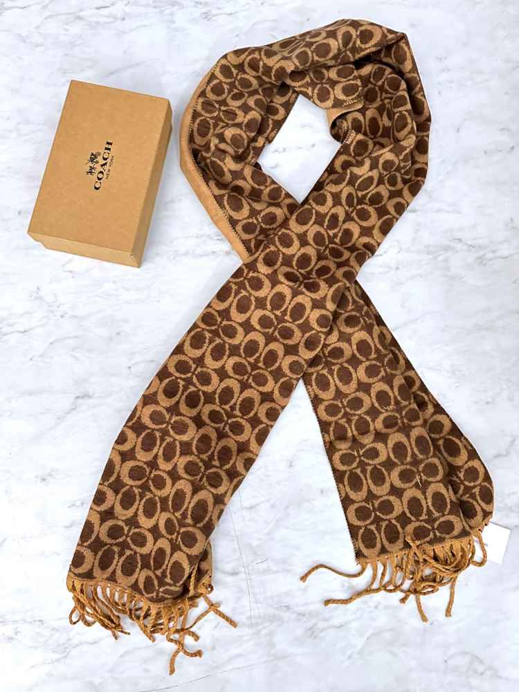 Coach Signature Brown C Border Stole-thumb-1