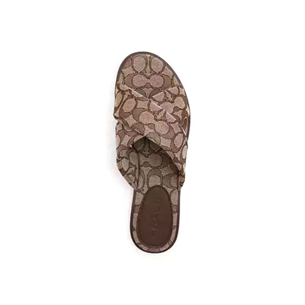 Coach Brown Criss Cross Women's Flat Sandal-thumb-1