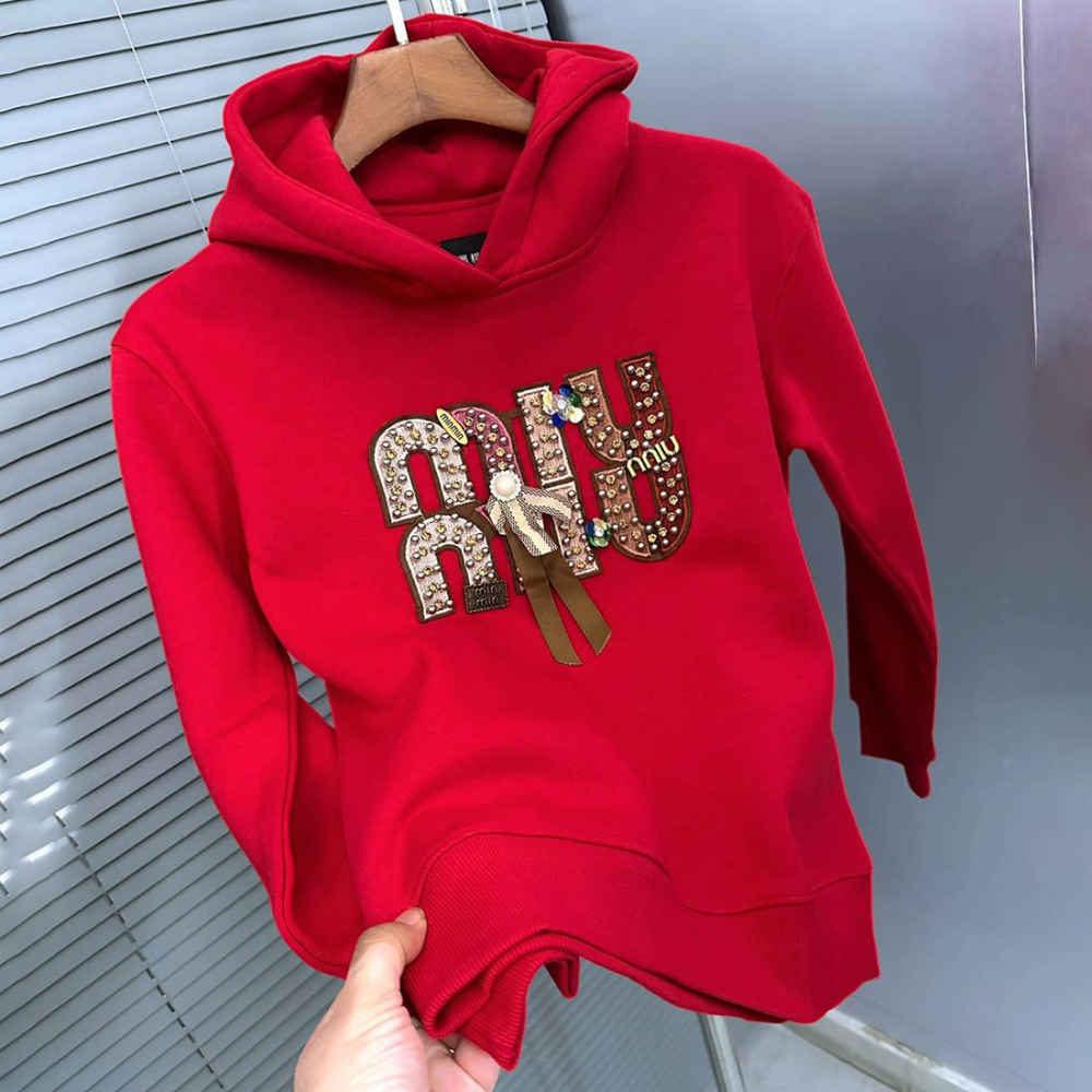 Miu Miu Red Embroidered Women Hoodie-1