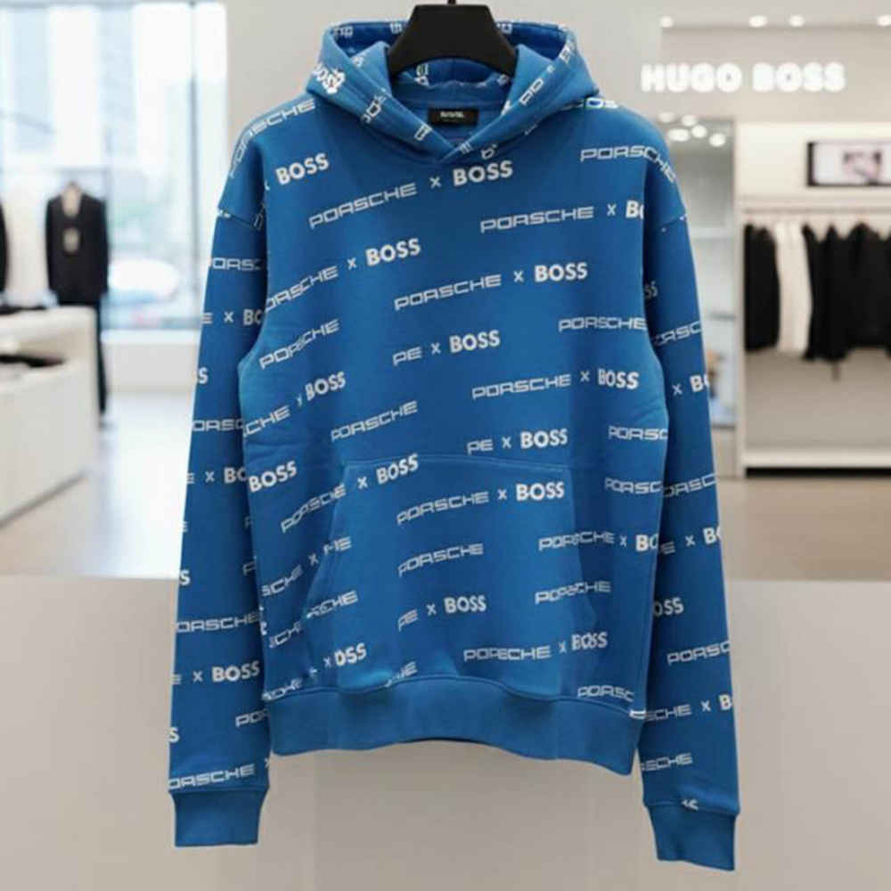 Boss x Porsche Blue Cotton Blend Hoodie-2