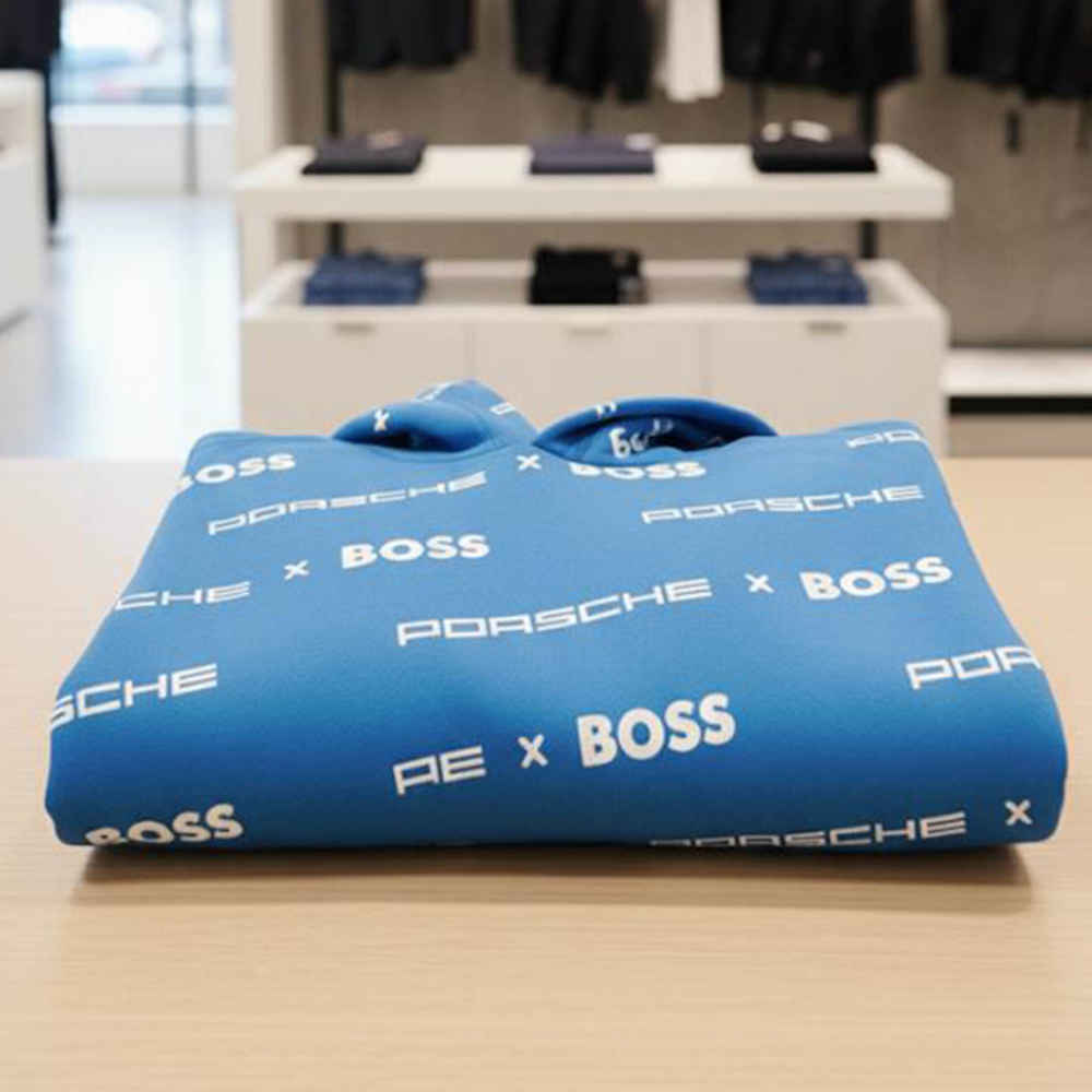 Boss x Porsche Blue Cotton Blend Hoodie-4