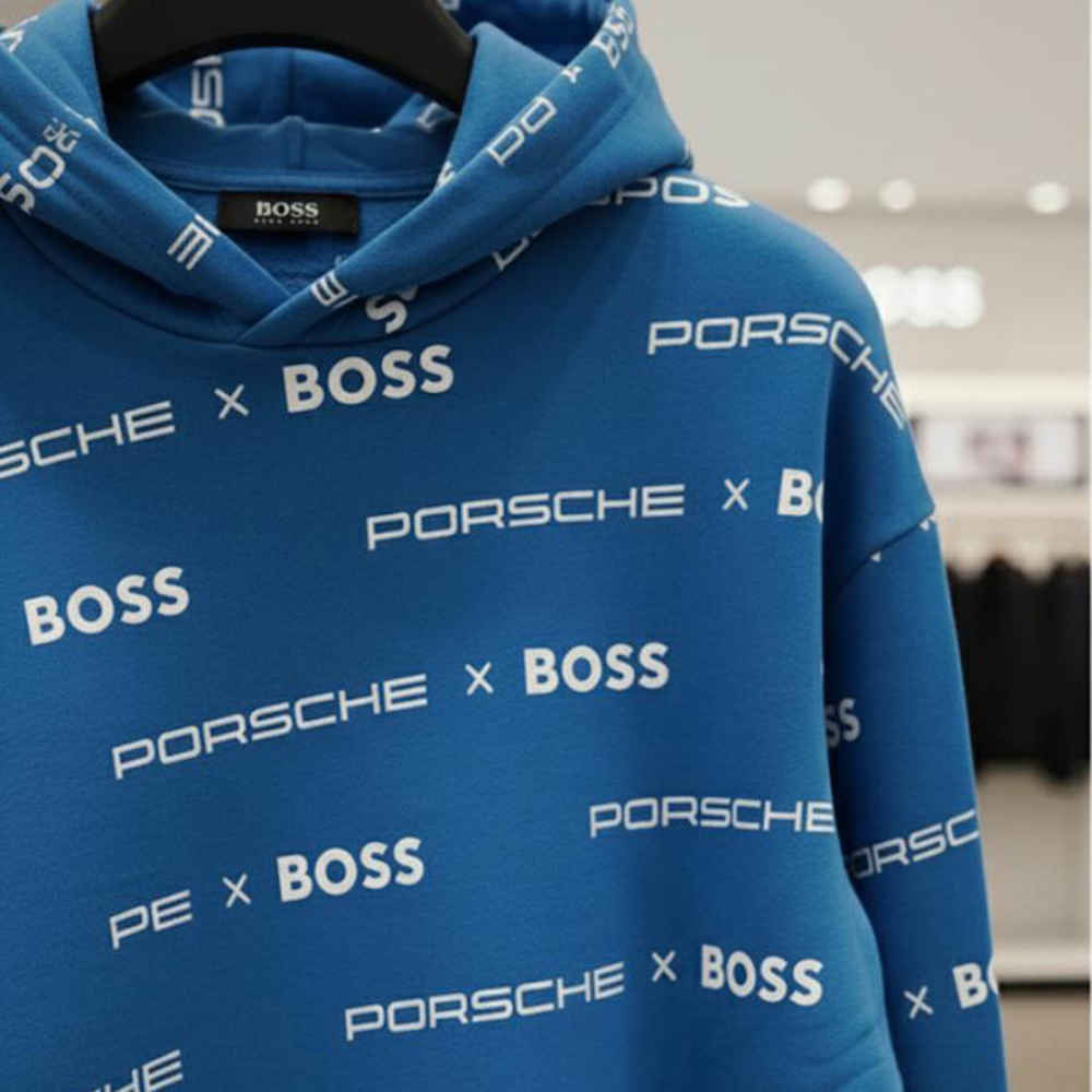 Boss x Porsche Blue Cotton Blend Hoodie-3