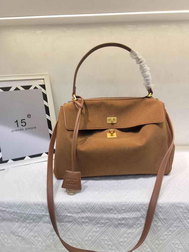 Balenciaga Rodeo Suede Brown Handbag-thumb-0