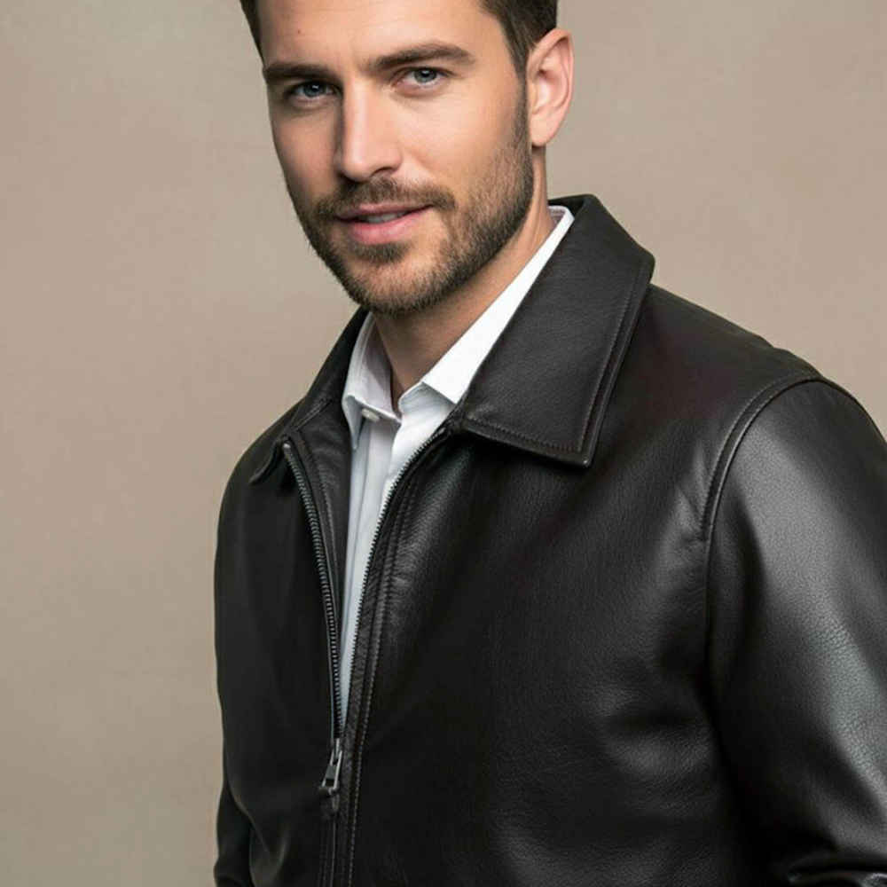 Burberry Black Leather Premium Quality Jacket-2