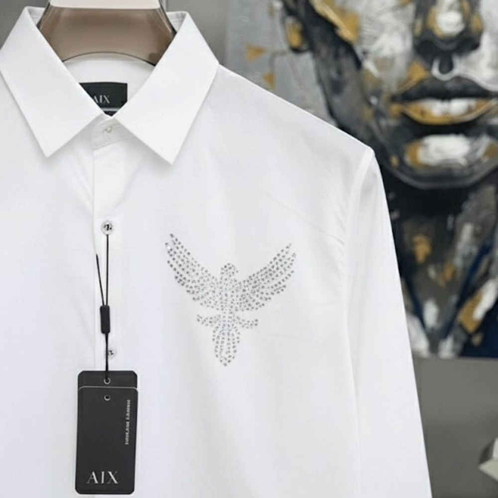 Armani Exchange Eagle Print White Cotton Shirt-1