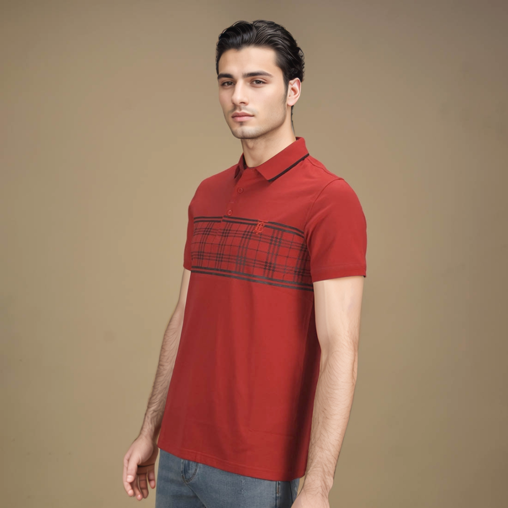 Burberry TB Embroidered Red Premium Polo T-shirt-1