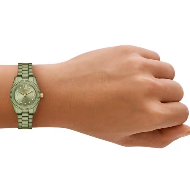 MICHAEL KORS NoColour Lexington 26 mm Green Dial Stainless Steel Analogue Watch for Women - MK7517LE-4